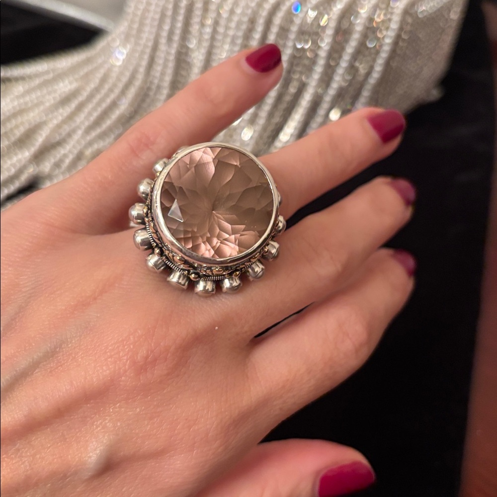 Mars&Valentine imperial sterling art deco fan quartz statement cocktail ring - Picture 7 of 16